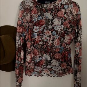 Sheer Moody Floral Long Sleeve Top